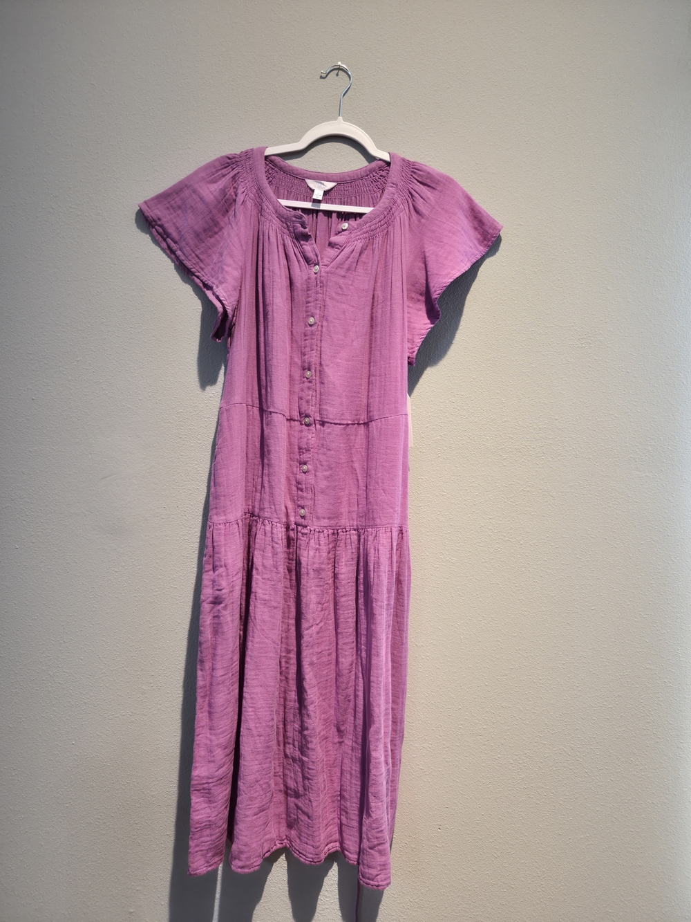 Women’s Purple Button-Front Midi Dress